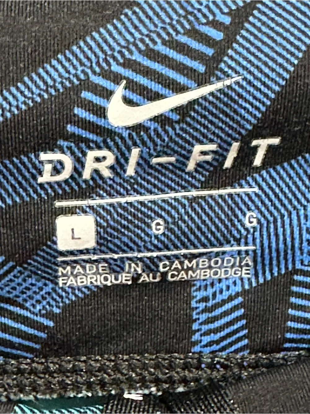 Nike Epic Lux Dri-Fit Crop Running Leggings Blue Geometric Print Pocket Size L